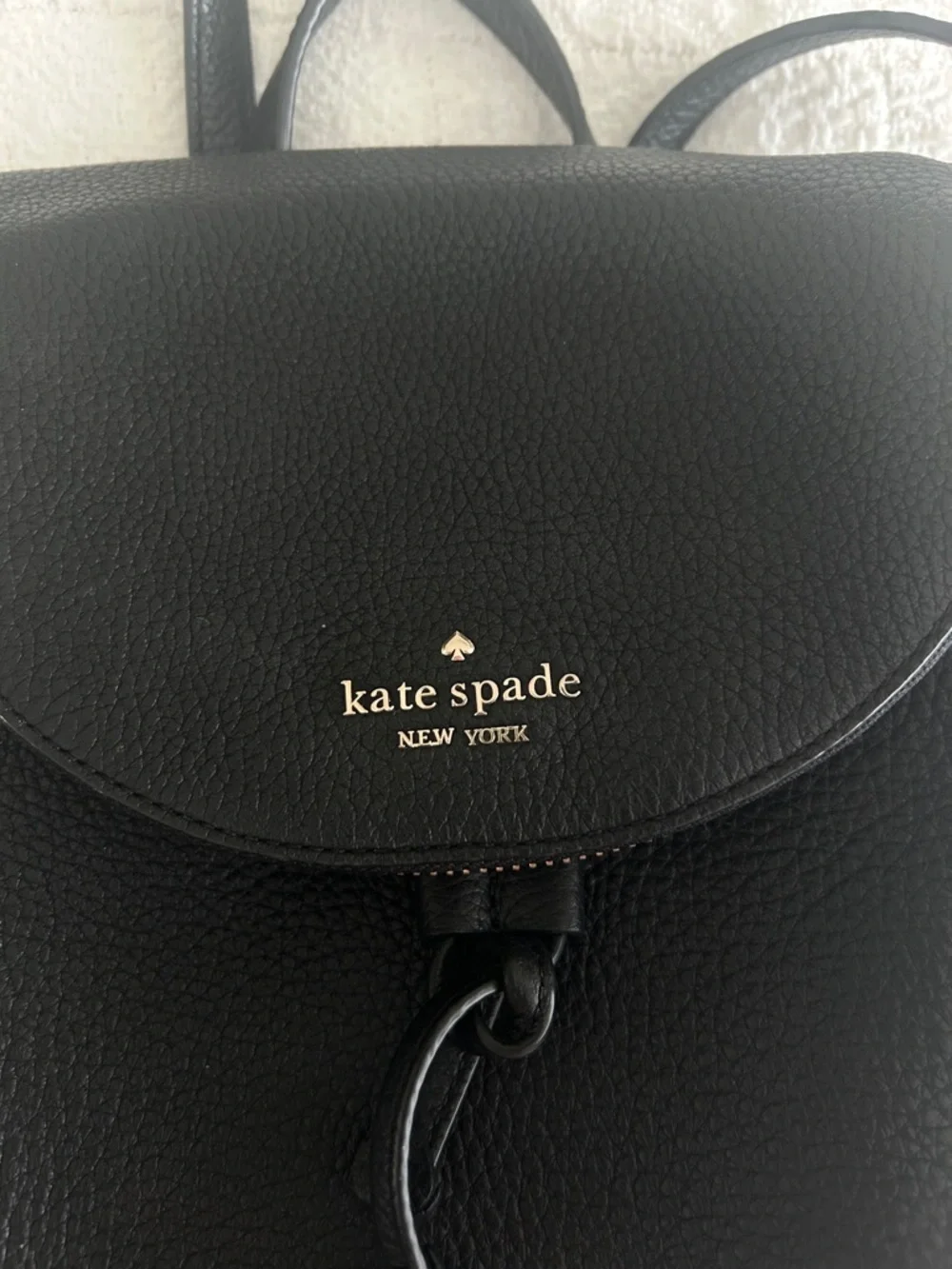 Kate Spade New York Lizzie Medium Flap Backpack - Black Saffiano Leather